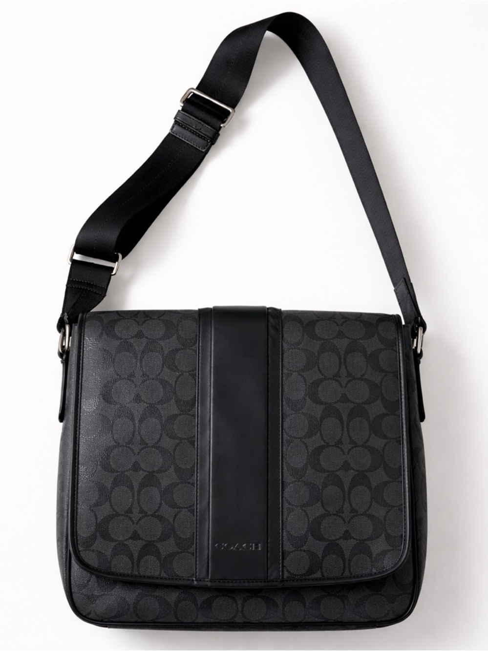 Coach Black Messenger Crossbody Bag  Y2K Unisex Wide Strap Crossbody - Picture 13 of 14